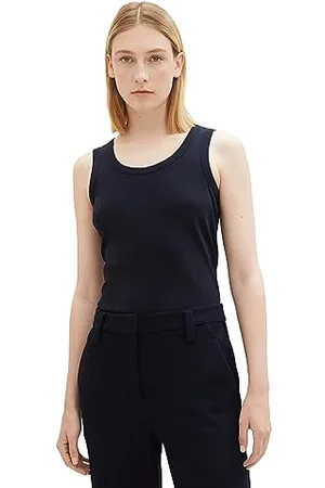 TOM TAILOR Damen 1038049 Basic Top mit Rippstruktur, 10668-sky Captain Blue, XXL