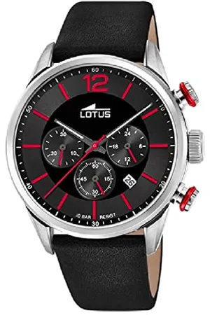 Lotus Herren Armbanduhr aus Edelstahl und Leder in der Farbe 43mm, Wasserdichtigkeit: 10Bar, 18689/6