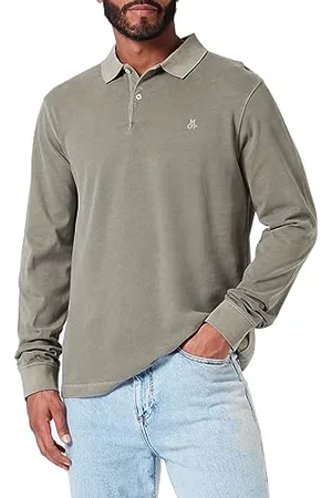 Marc O’ Polo Marc OߴPolo Herren Langarm-Poloshirt aus Bio-Baumwolle Regular Fit, (Olive), L