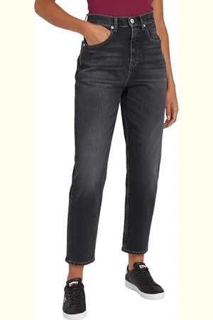 Tommy Hilfiger Damen Jeans Hose Mom Jeans Tapered Fit, Blau ( Black), 33W/32L