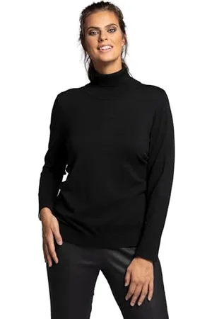 Ulla Popken Damen Rollkragenpullover, Breite Rippbündchen, Langarm Pullover, , 54-56 EU