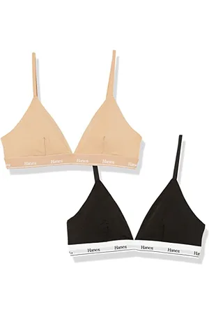 Hanes Damen Originals Triangle Bralette Pack, Breathable Stretch Cotton Bras, 2-Pack BH, Undurchsichtige, , small (2er