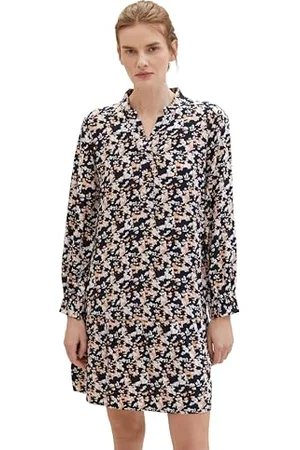 TOM TAILOR Damen Kleid mit Muster & Volant, , 40