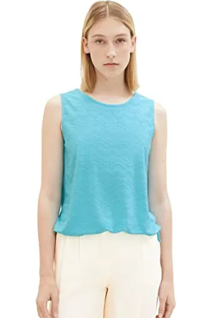 TOM TAILOR Damen 1036793 Top mit Muster, 26007-Teal Radiance, XL