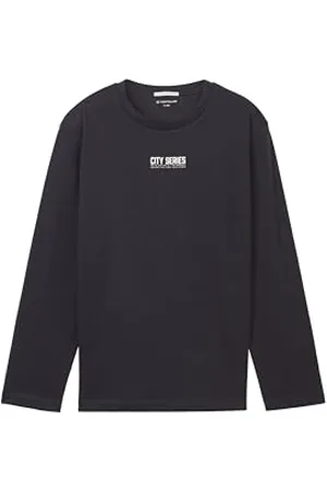 TOM TAILOR Jungen Kinder Longsleeve mit Schriftzug, coal grey, 128