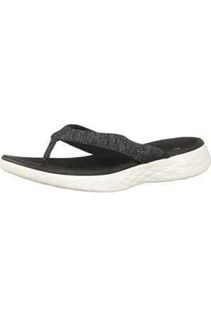 Skechers Damen On-The-go 600-Preferred Flipflop, schwarz/weiß, 36 EU