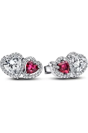 PANDORA Timeless Strahlenkranz Herz Ohrstecker aus Sterling Silber mit Zirkonia, 293633C01