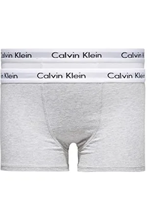 Calvin Klein Jungen 2er Pack Boxershorts Trunks Baumwolle mit Stretch, Mehrfarbig (White/Grey Heather), 12-14 Jahre