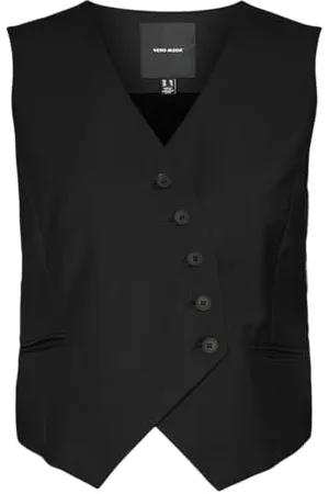 VERO MODA Damen Vmhailey Sl Waistcoat Anzugweste, Black, 34