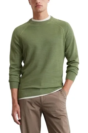 Marc O’ Polo Marc OߴPolo Herren Strickpullover aus Bio-Baumwolle mit Rundhalsausschnitt, Grün (Victorian Mist), M