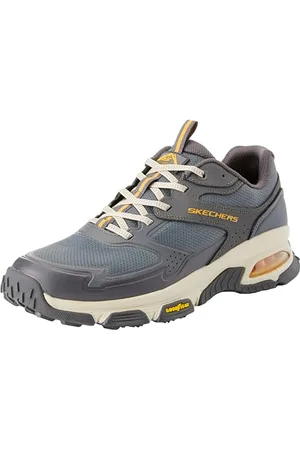 Skechers Herren Trekking Shoes, Anthrazitfarbenes Leder, Synthetik-Textilbesatz, 42 EU