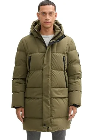 TOM TAILOR Herren 1042522 Gefütterte Winter-Parka mit Abnehmbarer Kapuze, 11848-Jungle Soil Green, XXL