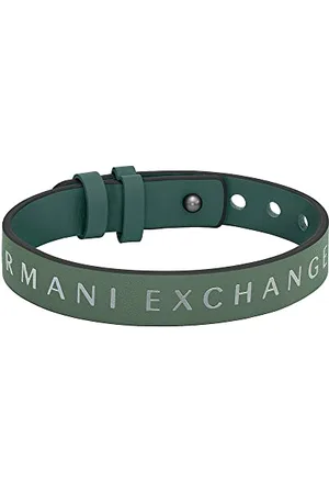 Armani Exchange Armband Für Männer, Länge: 250mm, Breite: 13mm Grünes Lederarmband, AXG0109040