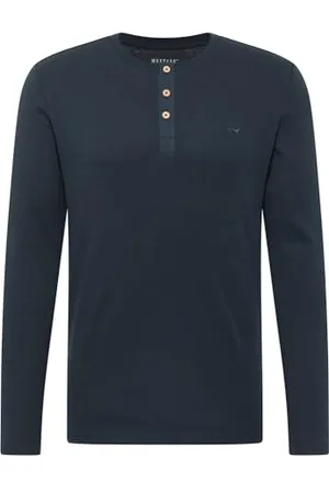 Mustang Herren Langarmshirt ARMINTO - Slim Fit S - 6XL Blau Schwarz Baumwolle, Größe:XL, Farbe: