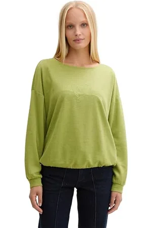 TOM TAILOR Damen Loose Fit Sweatshirt mit Herz-Stickerei, , XL