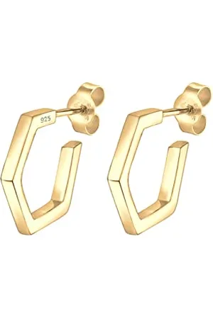 Elli Ohrringe Damen Hexagon Creolen im Geo Minimal Look in 925 Sterling Silber vergoldet