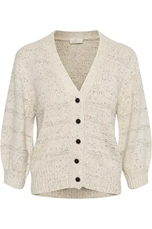Kaffe Damen Kabetty Sweater Cardigan, Broken Weiß/Schwarz Melange, XL