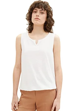 TOM TAILOR Damen 1037430 Top mit Struktur, 10315-Whisper White, XL