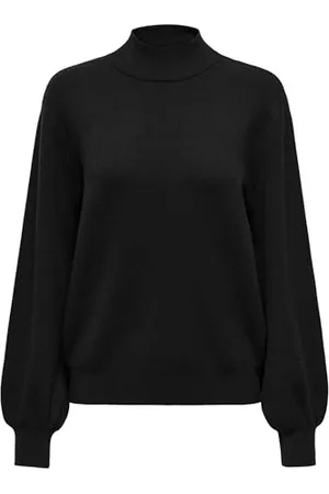 ONLY Damen ONLANNY LS JQ O-Neck KNT Pullover, Black, Large