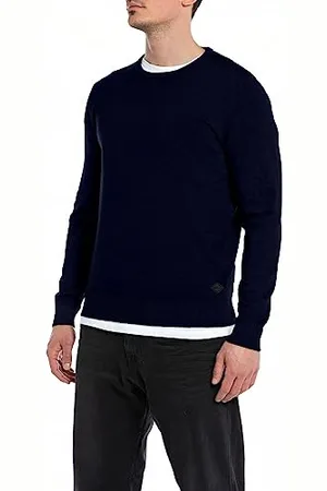 Replay Herren Pullover aus Wollmix, (Blau), L