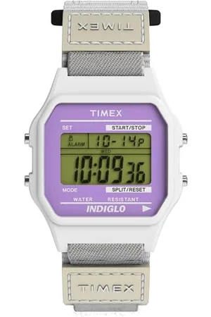 Timex Main Street Unisex-Armbanduhr, 36 mm, weißes Nylonband, digitales Zifferblatt, weißes Gehäuse TW2W72300
