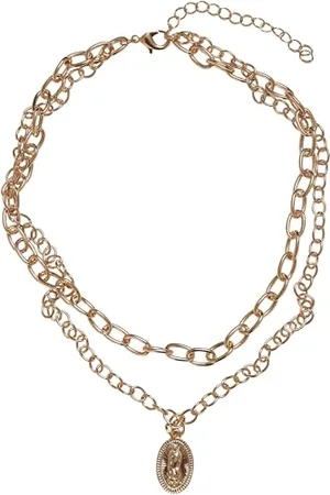 Urban classics Unisex Halskette Madonna Layering Necklace mit Madonna Anhänger, doppelreihige Modeschmuck Kette für Männer und Frauen, Länge 47,5 cm bzw. 55,5 cm
