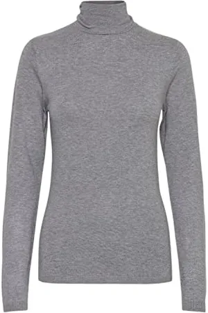 Ichi IHMAFA Damen Strickpullover Rollkragenpullover Pullover mit Rollkragen Rippbündchen Feinstrick Slim fit, Größe:M, Farbe: