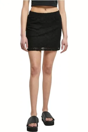 Urban classics Damen TB6017-Ladies Crochet Lace Mini Skirt Rock, Black, 4XL