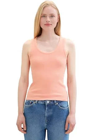 TOM TAILOR Damen Basic Tanktop mit Ripp, burnt terracotta, M