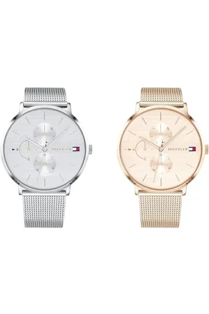 Tommy Hilfiger Multi Zifferblatt Quarz Uhr & Multi Zifferblatt Quarz Uhr für Damen mit Roségoldfarbenes Edelstahl-Mesh-Gliederarmband - 1781944