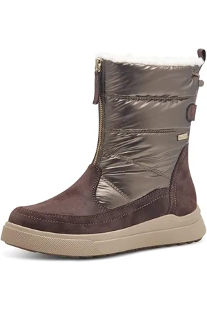 Jana Damen Winterstiefel ohne Absatz Wasserabweisend Vegan, Braun (Mocca/Gold), 39 EU