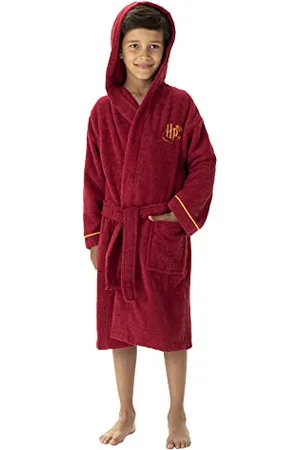 CTI Jungen Wb Red 10-12 Bademantel für Kinder, mit Kapuze, Bestickt, 100% Baumwolle, Harry Potter, , 6 – 8 Jahre