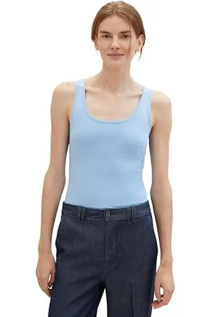 TOM TAILOR Damen Basic Top , light fjord blue, XXL