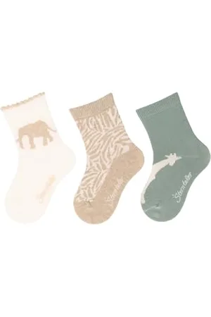 Sterntaler Socken 3er Pack Elefant, Muster und Giraffe - Babysocken für Mädchen - Babysocken mit Motiven - Socken für Babys im Set - , 18