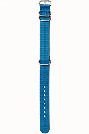 Nixon NATO Wechselarmband für Uhren mit 20 mm Abstand aus recyceltem Kunststoff in der Farbe Marineblau/Blau mit Schnalle und Beschläge aus Edelstahl, BA004-3391-00