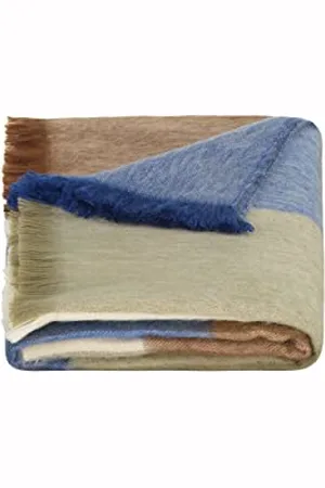 Alpaca Loca 415 Blocked Cobalt Blue/Naturals Scarf, , One Size