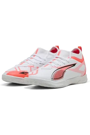 PUMA Ultra 5 Match IT + MID JR Fussballschuh, White Black-Glowing RED, 35.5 EU