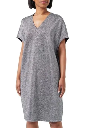 Replay Damen Kleid Kurzarm Glitzer, (Silber), M