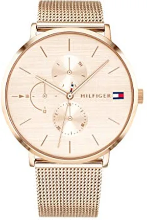 Tommy Hilfiger Multi Zifferblatt Quarz Uhr für Damen mit Roségoldfarbenes Edelstahl-Mesh-Gliederarmband - 1781944