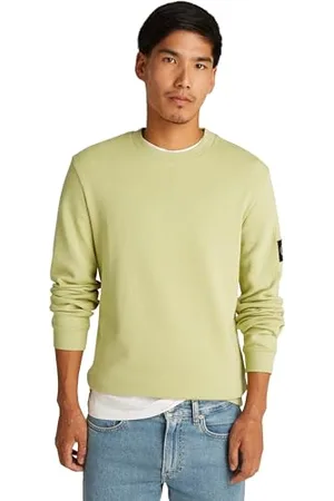 Calvin Klein Herren Langarmshirt Badge Waffle Baumwolle, Grün , 3XL