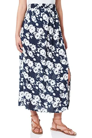 Ichi IHMARRAKECH AOP SK4 Rock Damen Langer Rock Maxirock mit Allover-Print und Gummizug im Bund, Größe:XL, Farbe: