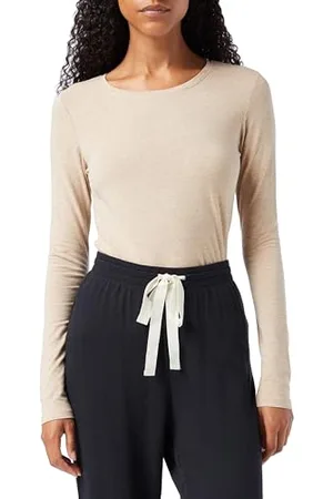 Amazon Damen Langärmeliges T-Shirt mit Rundhalsausschnitt, Klassischer Schnitt (Erhältlich in Übergröße), , L