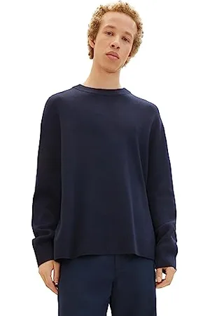 TOM TAILOR Herren 1038265 Loose Fit Crew-Neck Strick-Pullover, 10668-sky Captain Blue, S
