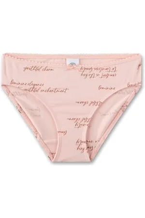 Sanetta Mädchen-Unterhose | Hochwertige und nachhaltige Unterhose für Mädchen aus Baumwolle. Slip mit Schleifchen und verspieltem Wording-Allover | Unterwäsche für Mädchen