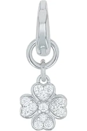 Amor Charm 925 Sterling Silber Damen Charms, mit Zirkonia synth., 1,7 cm, , Kleeblatt, Kommt in Schmuck Geschenk Box, 2038500