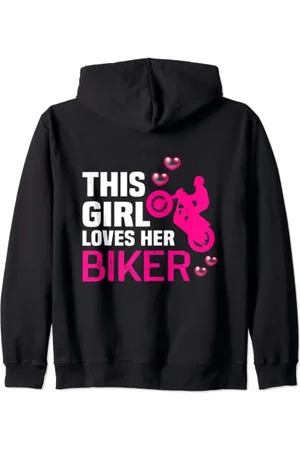 NextLevel Merch Backprint This girl loves her Biker Motorradfahrer Biking Kapuzenjacke