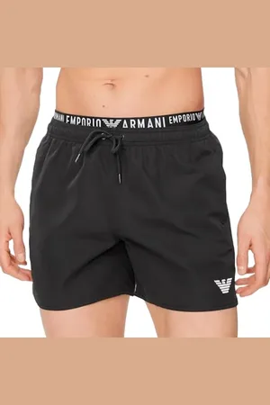 Emporio Armani Herren Logoband Boxer Swim Trunks, Black, 48