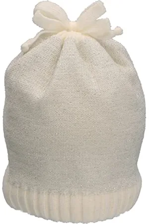 Sterntaler Baby Mädchen Strickmütze Baby Strickmütze Glitzereffekt Mütze - Baby Strickmütze, Mütze Baby - mit Glitzer und Schleife - beige, 45