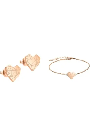 liebeskind Damen-Ohrstecker Edelstahl LJ-0309-E-11 & Damen Armband Herz Edelstahl Silber 20 cm