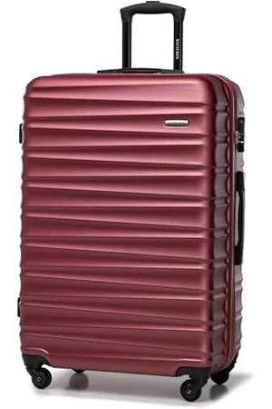 Wittchen Reisekoffer Groß Rollkoffer Trolley Großer Koffer Check-In Gepäck Hartschale aus ABS mit 4 Spinner-Rollen Zahlenschloss Teleskopgriff Groove Line Größe L kastanienbraun